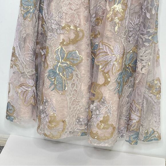 Mac Duggal 79374 Rose Applique Floral Embroidered Beaded Lace Maxi Gown, Size 16 - Picture 7 of 16